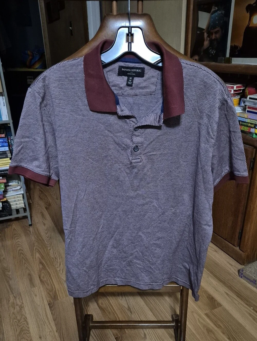 Banana Republic Men's Burgundy Polo with Contrast Collar